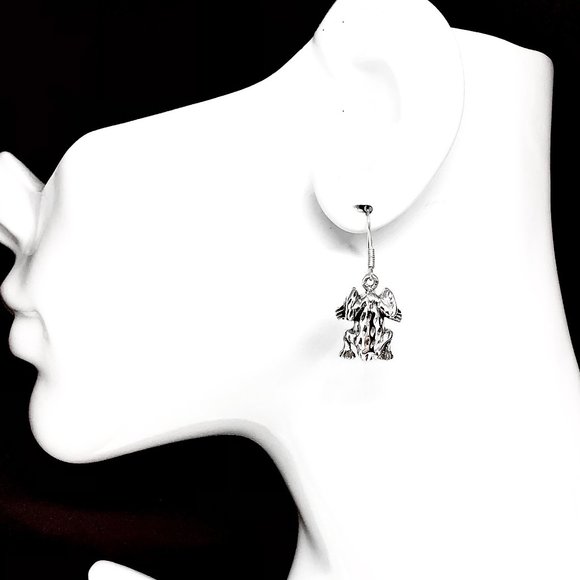 Earrings | Sterling Silver Unique Frog Charm Dangle Earrings | Jewelry - Picture 5 of 5